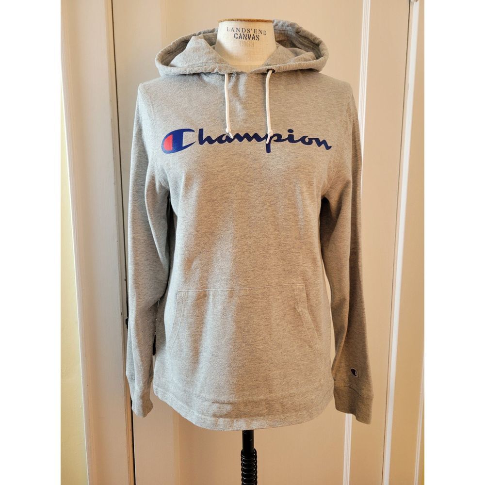 Champion Light‎ Weight Long Sleeve Cotton Men's SM Grey/Silver Hoodie RN15763